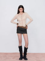 Contrast Hem Knit Cardigan