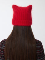 Knitted Cat-Ear Beanie with Hand-Stitched Label
