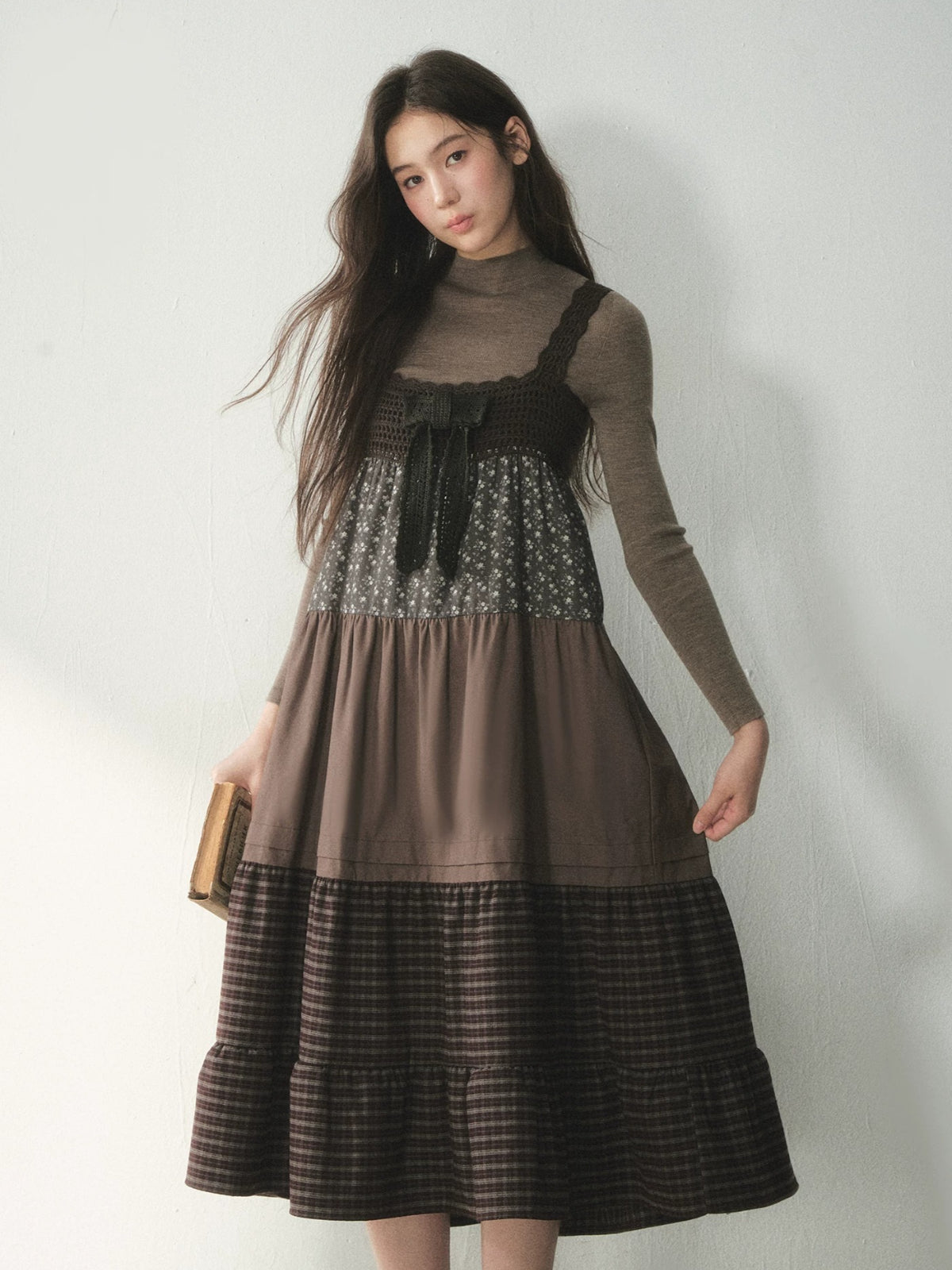 Forest Patchwork Tiered Cotton Dress