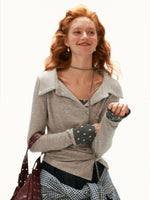 Star Pattern Layered Collar Top