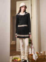 Memo Wool Cloud Knit Cardigan & Pleated Skirt Set