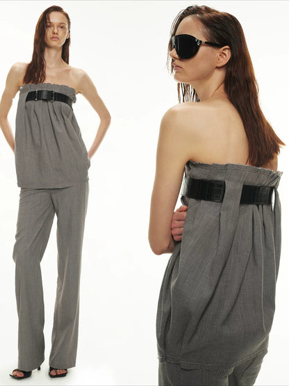 Linen Bandeau Pants Set