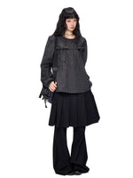 Pleated Skirt Overlay Flare Pants
