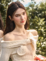 Velvet Bunny Wool Cloud Off-Shoulder Knit Cardigan & Pants Set