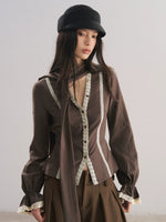 V-Neck Scarf Collar Blouse