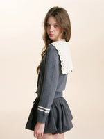 Gray Sailor Collar Cardigan