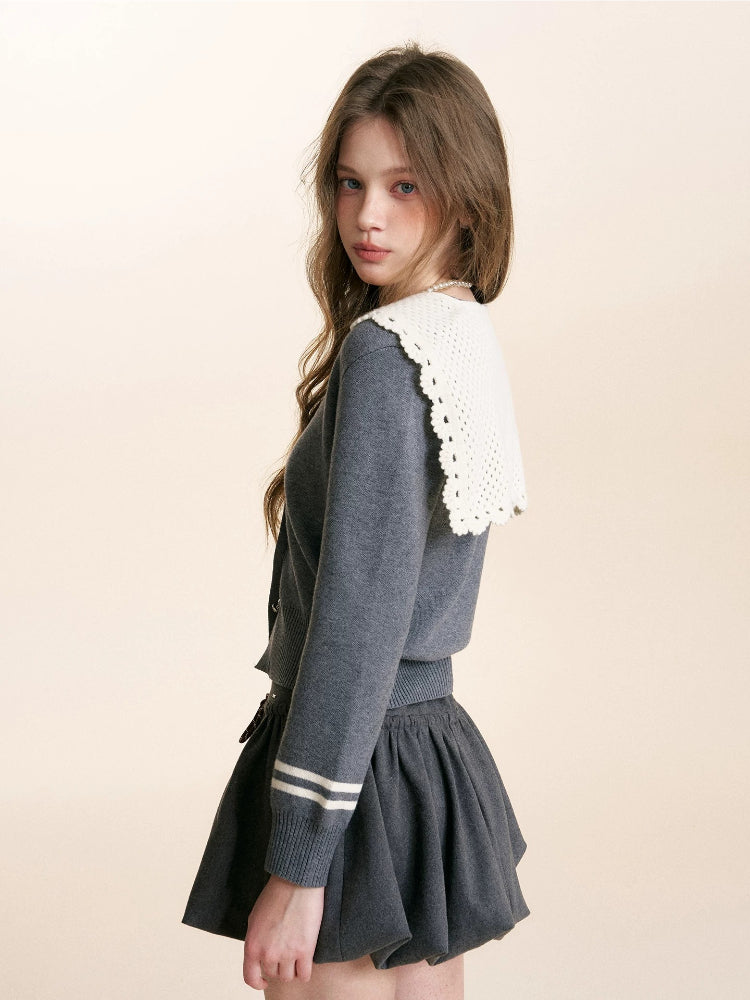 Gray Sailor Collar Cardigan