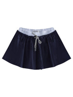 Grey Asymmetric Shoulder Striped Patchwork Short-Sleeve & Skirt Set