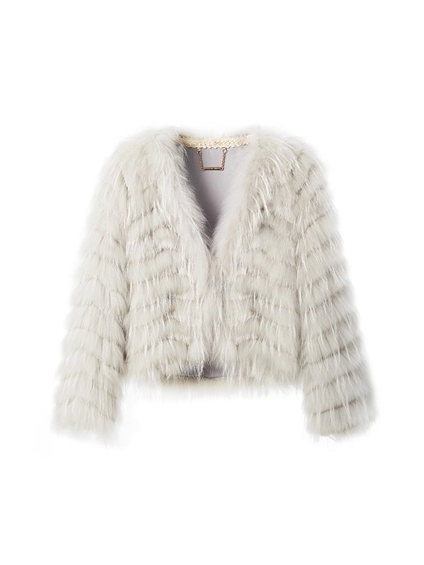 Bordeaux Raccoon &amp; Rabbit Fur Jacket