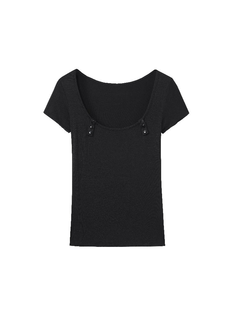 Black &amp; White U-Neck Tee