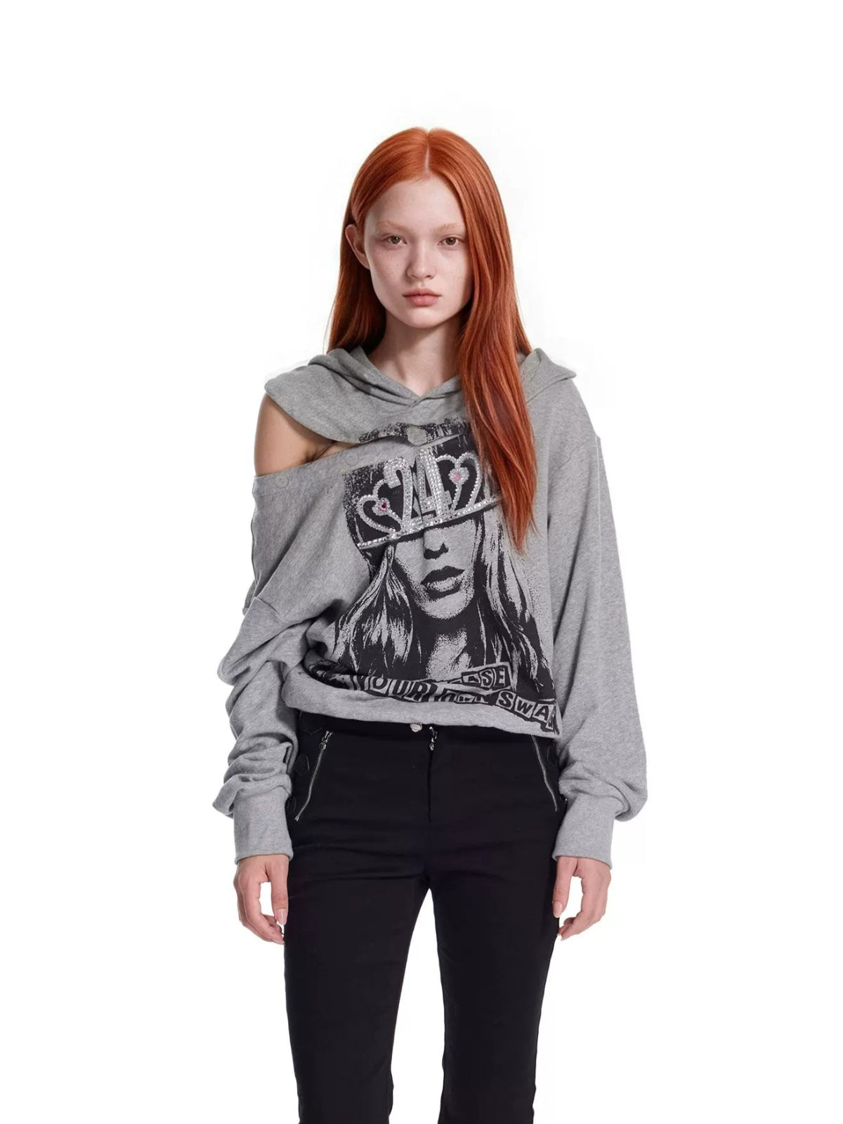 Rhinestone Print Hoodie