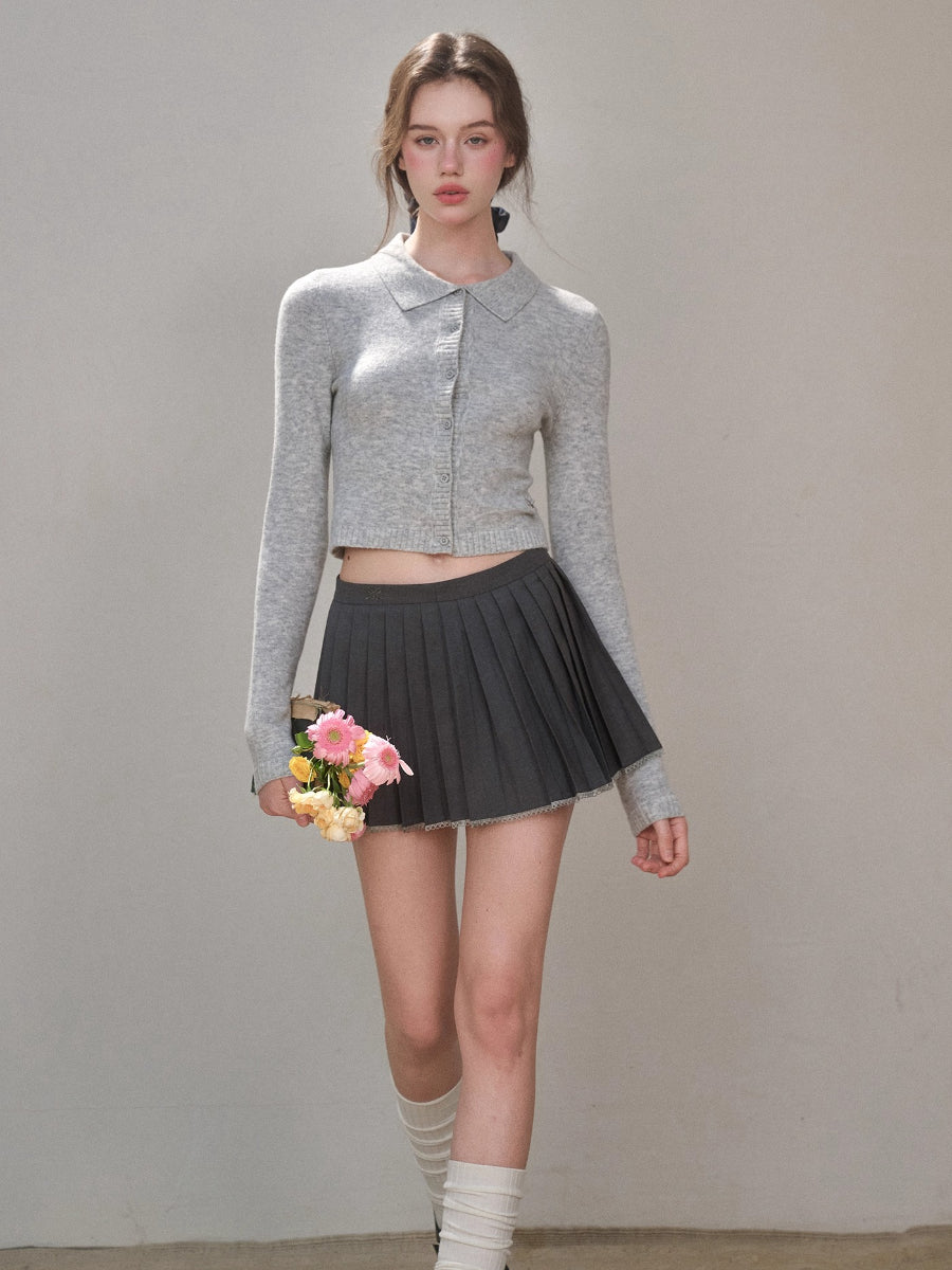 Mist-Grey Pleated Skirt