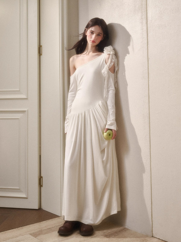 Hot Milk Off-Shoulder Knit Maxi Dress