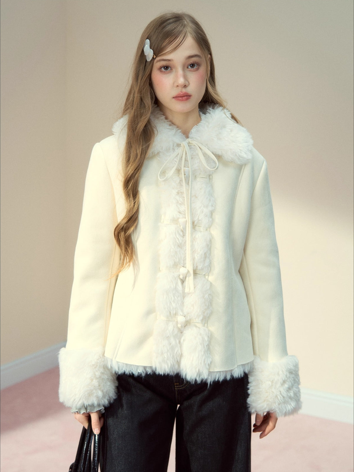 Suede Fleece Toggle Coat