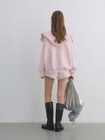 Lapel Zip Hoodie Set