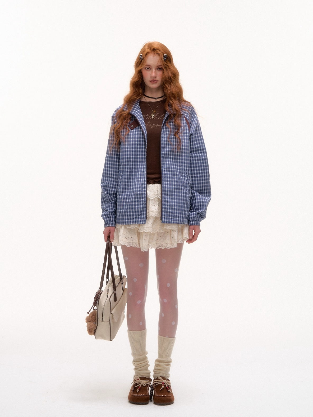 Plaid Contrast Windbreaker Jacket