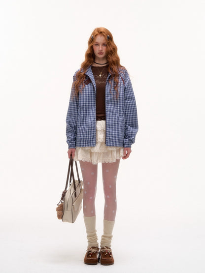 Plaid Contrast Windbreaker Jacket