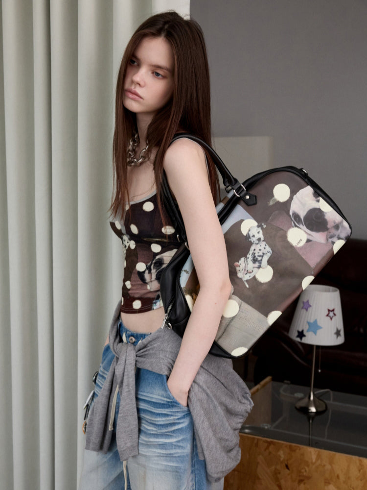 Classic Cat &amp; Dog Boston Handbag