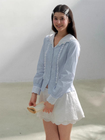 Blue Sailor Embroidered Shirt