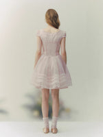 Pink Square Neck Puff Dress