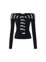 Striped Sailor Collar Slim Top