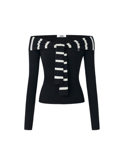 Striped Sailor Collar Slim Top