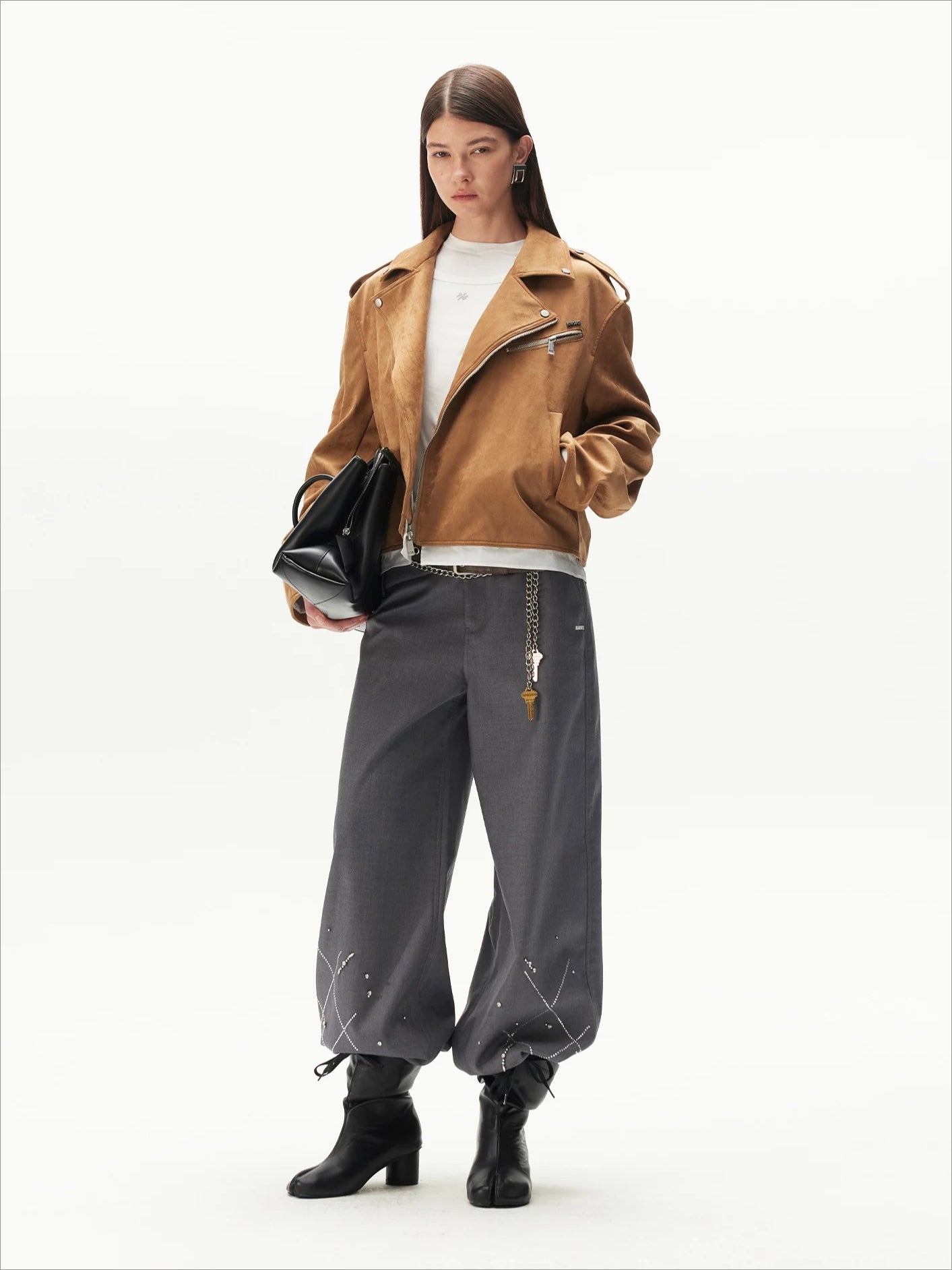 Gelain Rhinestone Asymmetric Waist Pants