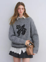 Jacquard Wool Blend Crewneck Sweater