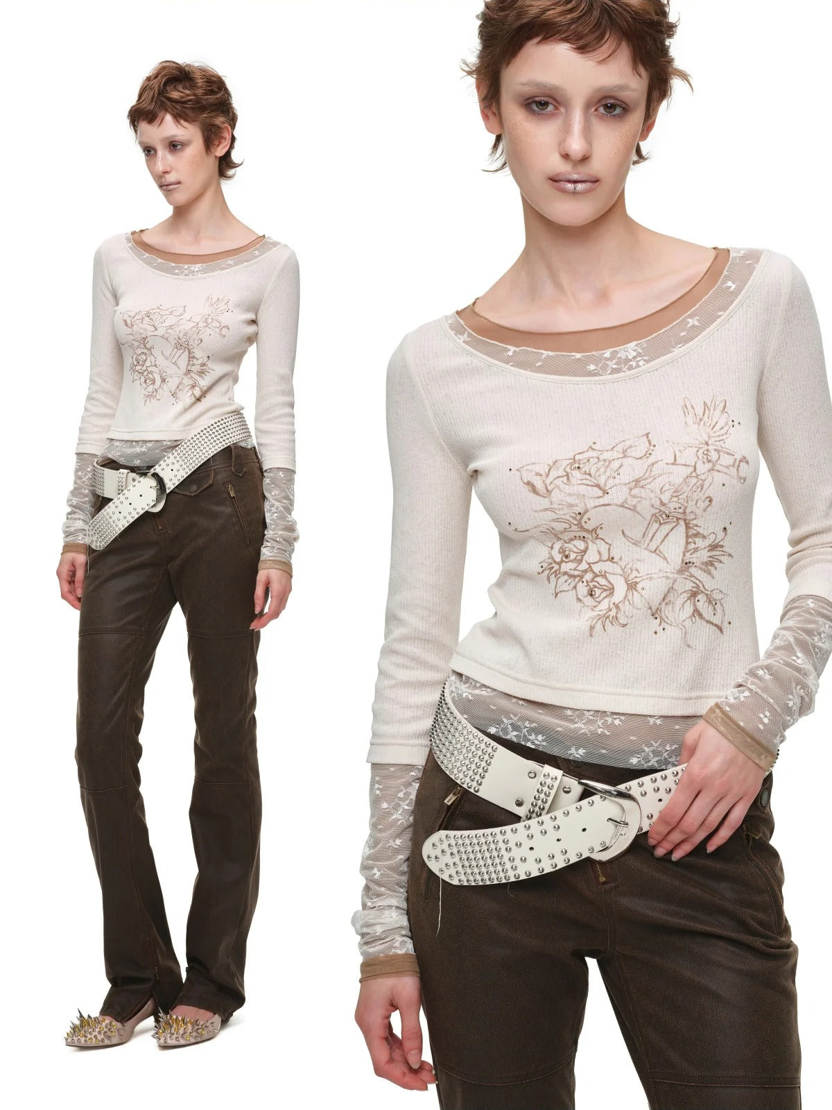 Tattoo Print Layered Tee