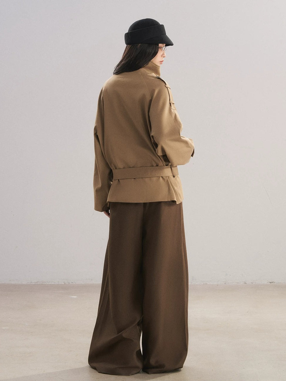 Stand Collar Tencel Trench Coat
