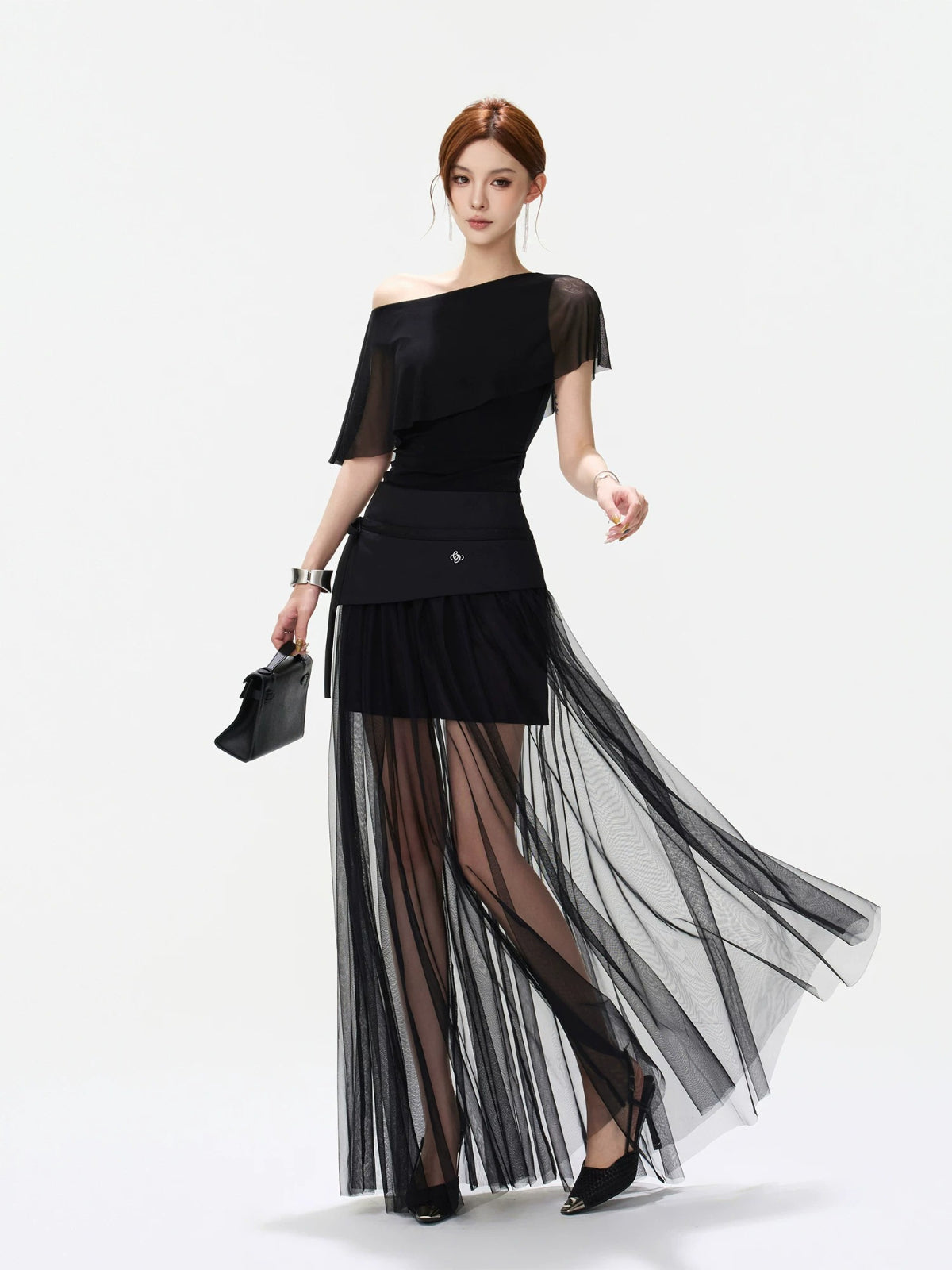 Sheer Ruffle Shoulder Top