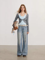 Contrast Layered Knit Top