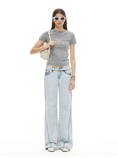 Wheat Braid Denim Pants