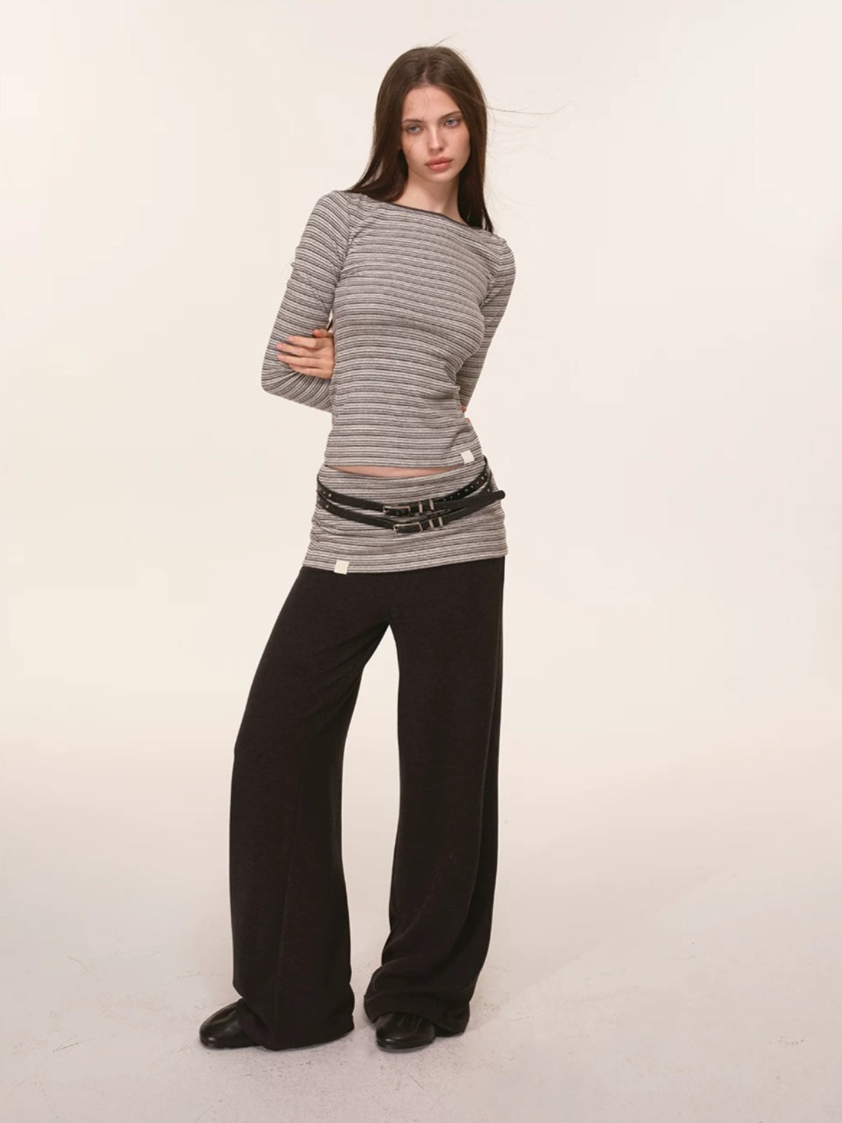 Contrast Striped Top &amp; Pants Set