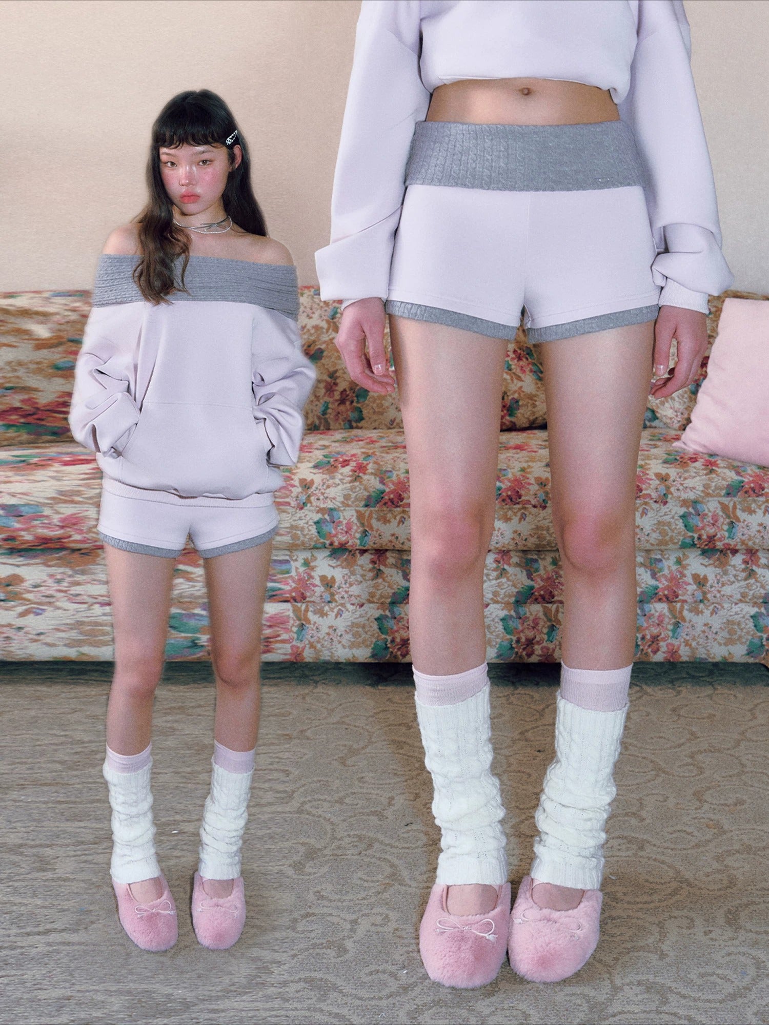 Contrast Ribbed Waist Shorts