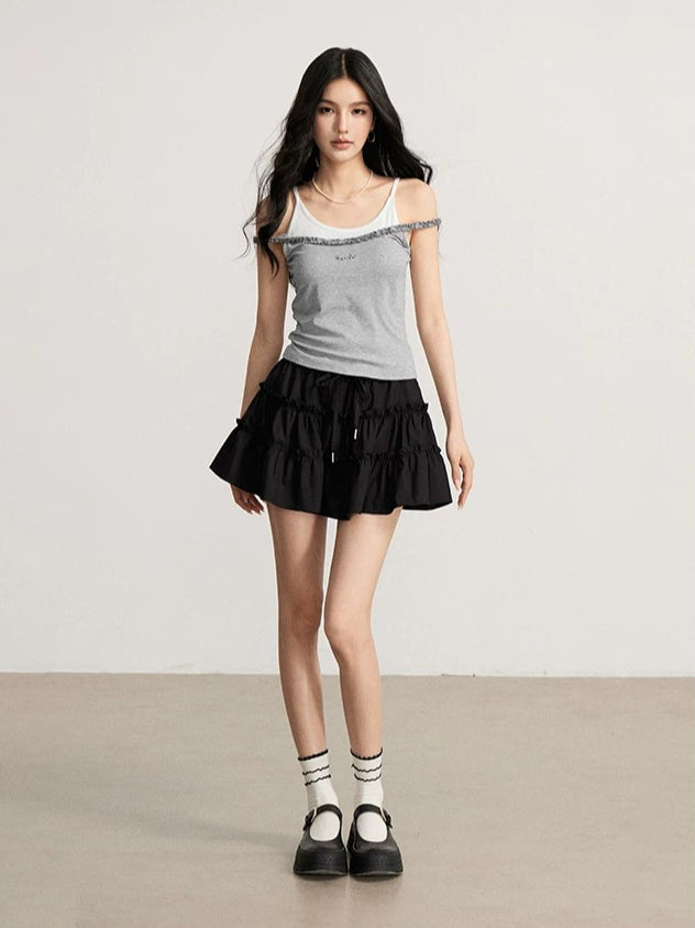 Ruffled Lace Mini Skirt