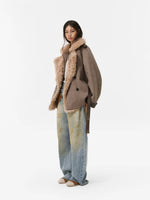 Faux Shearling Collar Wool Coat