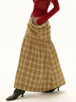 Vintage Plaid Layered Maxi Skirt