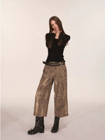 Washed Leopard Print Wide Leg Pants