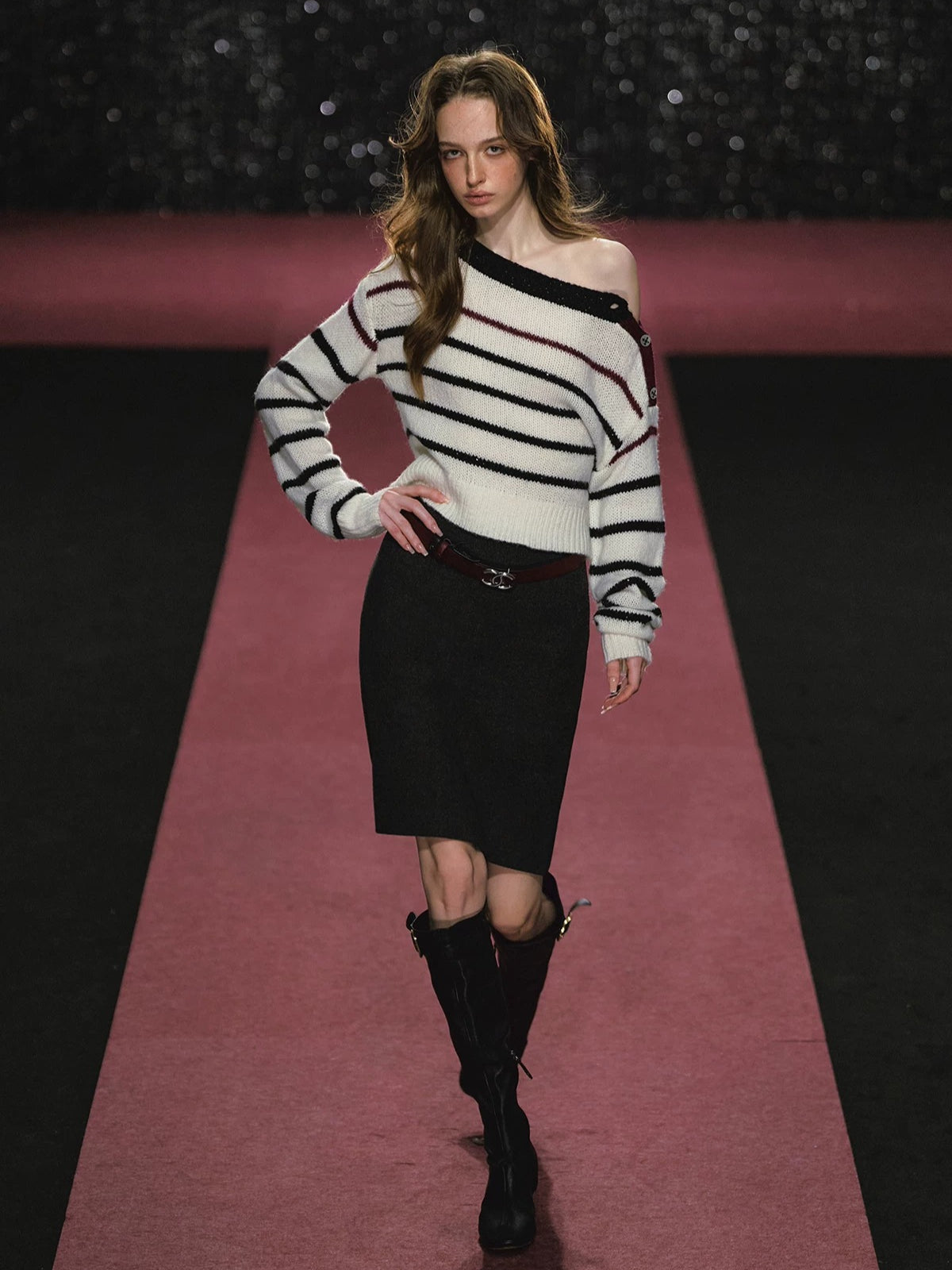 Wool Slit Midi Skirt