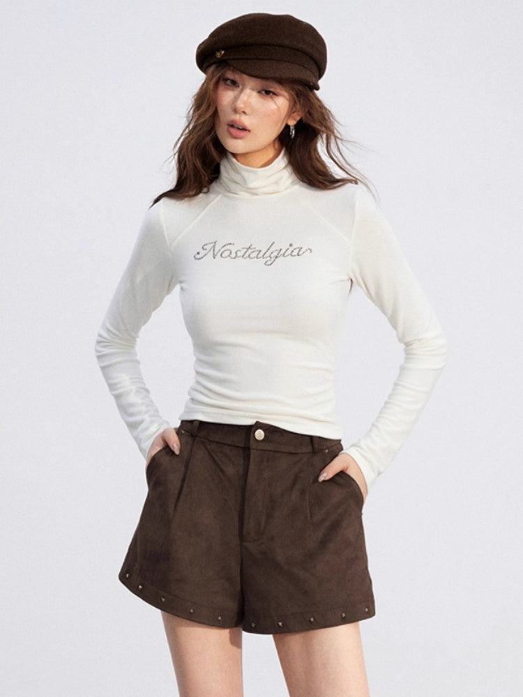 Rhinestone Fleece Knit Top