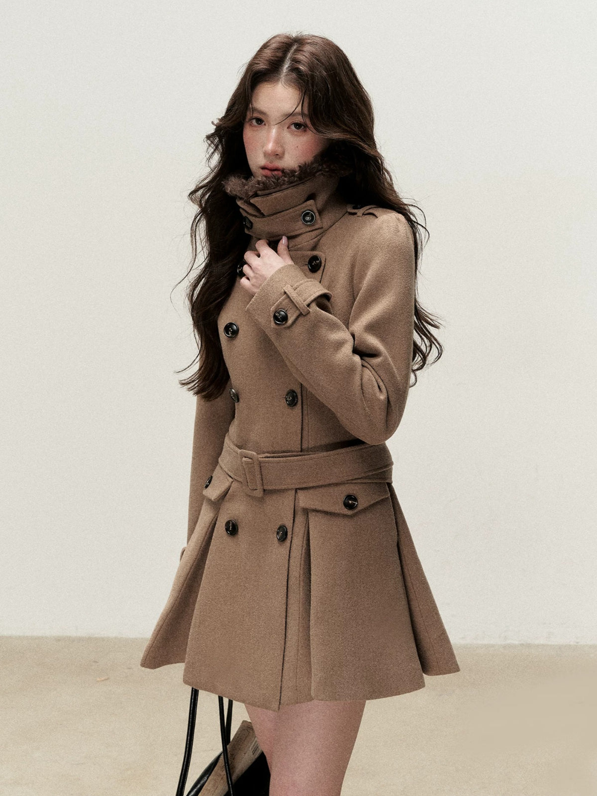 Vintage Double-Breasted Wool Trench Coat