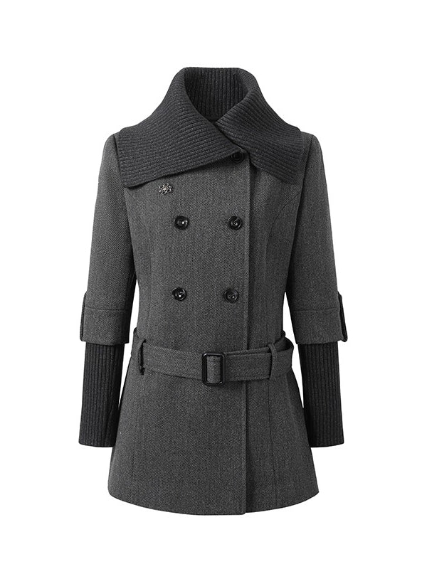 Belted Wool Blend Trench Dress