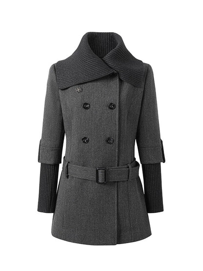 Belted Wool Blend Trench Dress