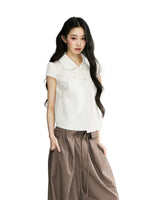 White Cotton Double Button Shirt