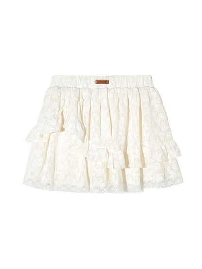 Layered Jacquard Lace Mini Skirt