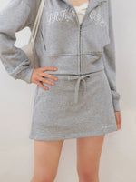Contrast Embroidered Zip Hoodie & Skirt Set
