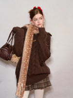 Detachable Collar Cable Knit Sweater
