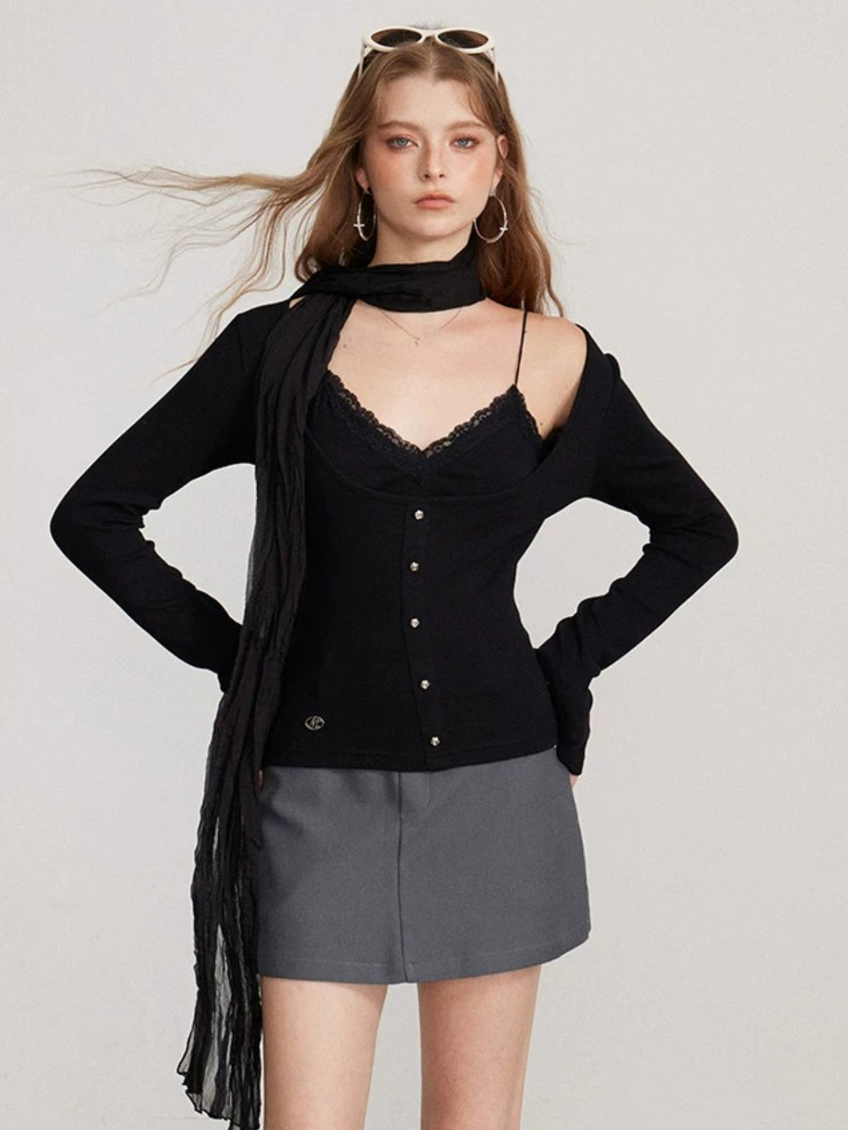 Layered Camisole Panel T-Shirt Top