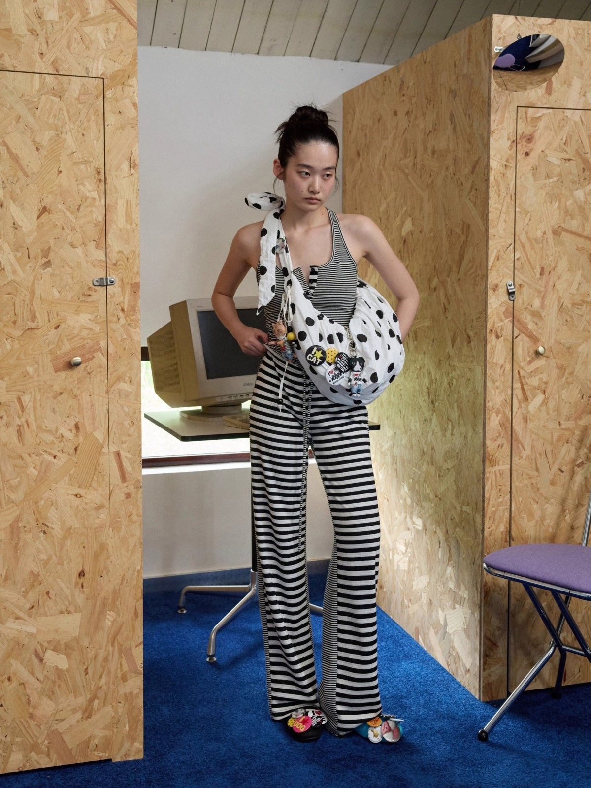 Double-Face Striped Knit 3-Piece Set